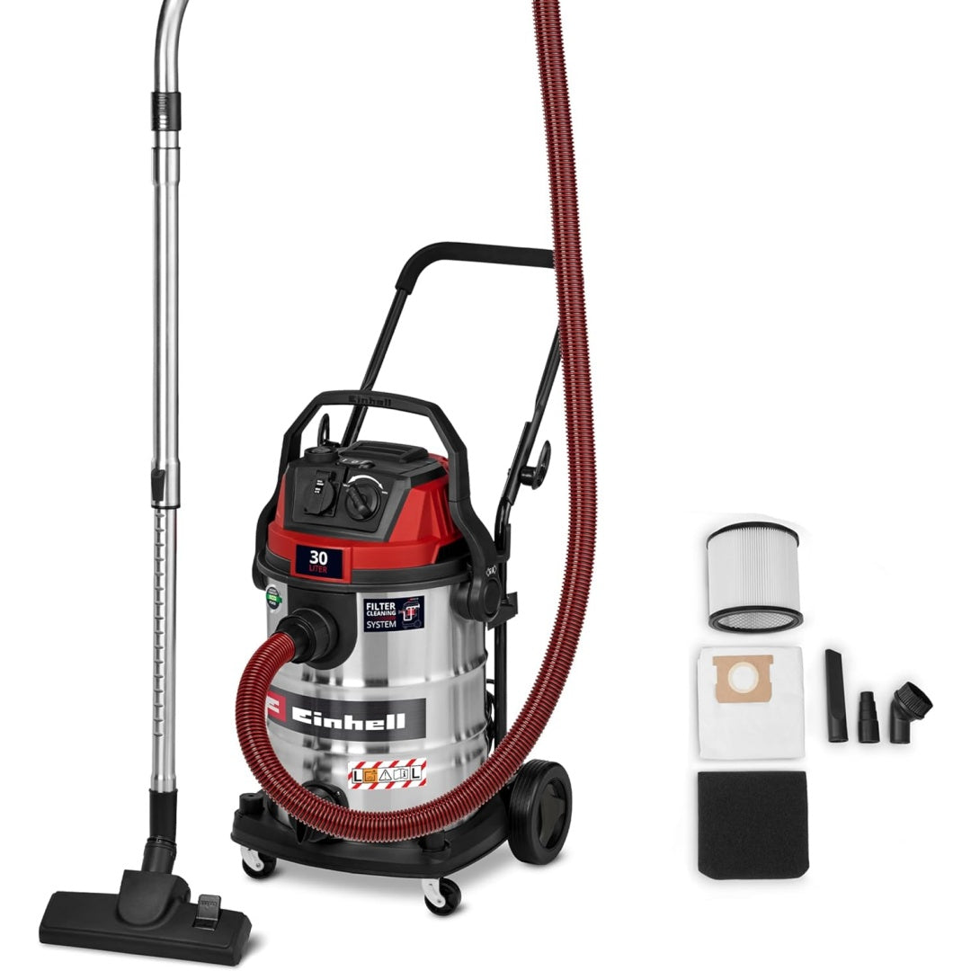 Aspirateur a cuve avec une puissance annoncee de 150 W, coloris noir et gris