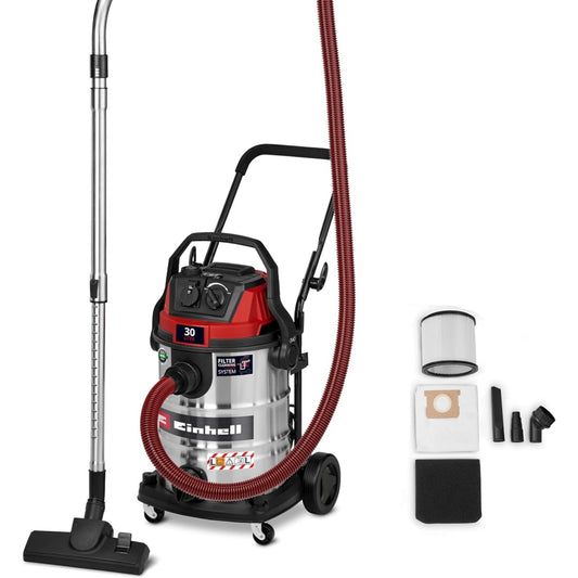 Aspirateur a cuve avec une puissance annoncee de 150 W, coloris noir et gris