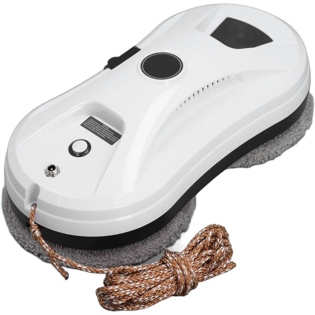 Robot lave vitres, coloris blanc et gris, avec une aspiration annoncee de 5600 Pa