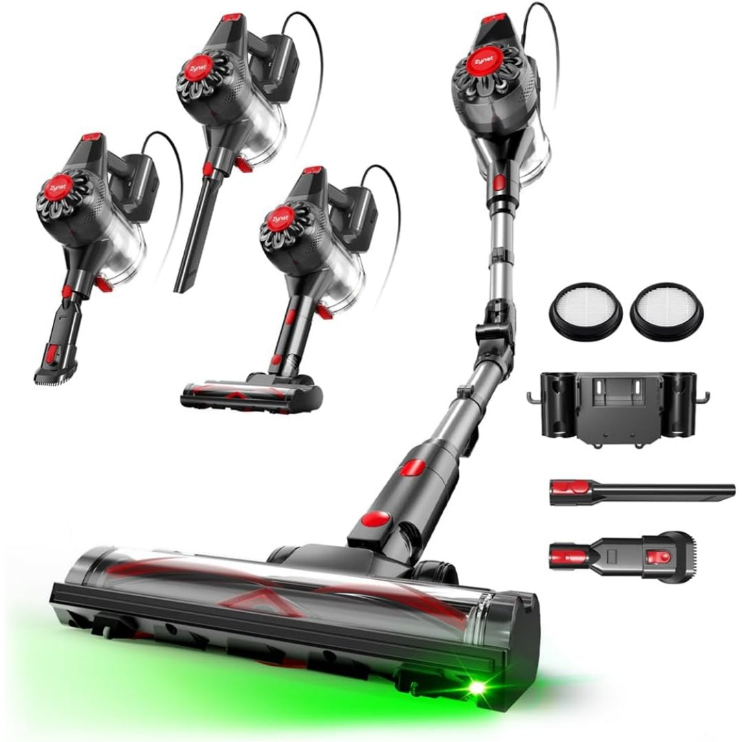 Aspirateur vertical, coloris gris et noir, avec la collecte sans sac