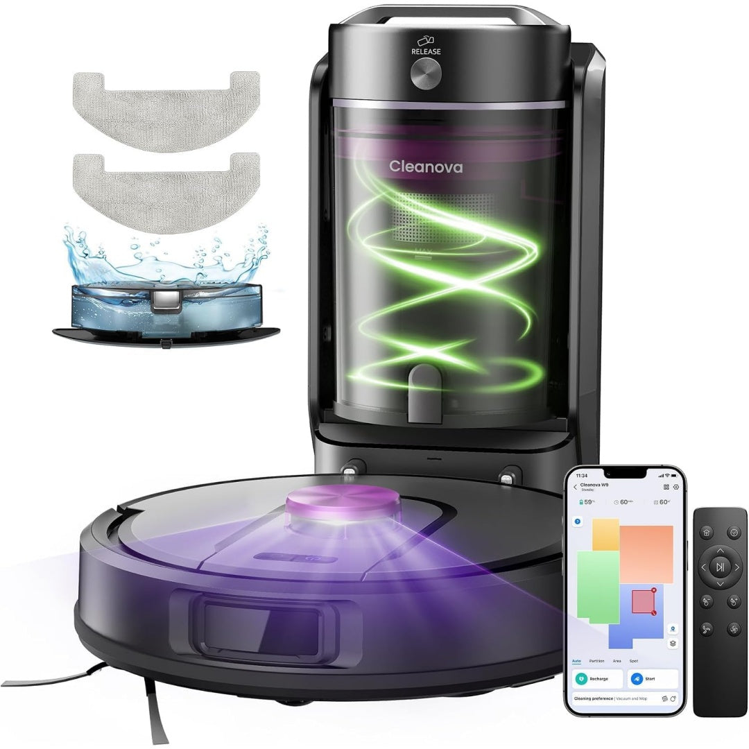 Robot et base de vidage offrant une aspiration annoncee de 000 Pa